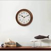 Wooden Wall Clock with Retro Design, 11 Inches Round Wall Clock Battery Operated Silent Non-Ticking, Big Arabic Numerals, for Kitchen Living Room Classroom Gym and Pool, Brown