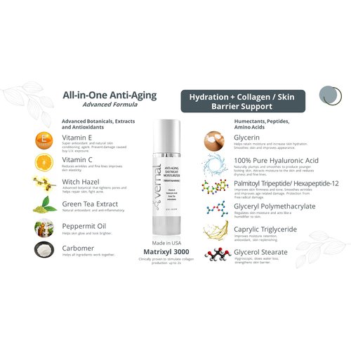 Vernal All-in-One Anti Aging Cream – Infused Wrinkle Smoothing Cream | Get Smoother, Firmer Luminous Looking Skin Without Injections or Fillers | Best Anti Wrinkle Cream That Really Works