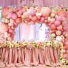 RUBFAC 147pcs Rose Gold Balloons Garland Arch Kit, 5 10 12 18 Inches Latex Pastel Pink Metallic Gold and White Confetti Balloons for Valentines Day Wedding Bridal Baby Shower Birthday Party Decoration