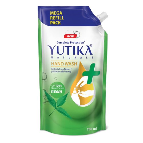 Yutika Hand Wash 100% Natural Extract Complete Germ Protection Enriched with Moisturizers and a pH Balanced Formula, Neem Fragrance Liquid Soap Refill, 750ml