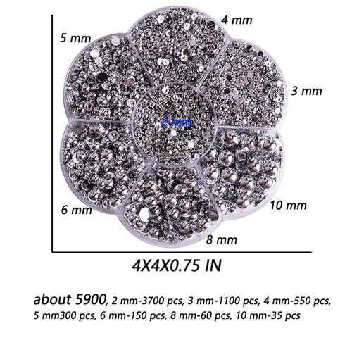 5900 Pcs Half Pearls for Crafts Silver Nail Pearls for Nail Art Falt Back Pearls for Makeup Craft Pearls for Artists Creative DIY Flatback Pearls for Nails（2/3/4/5/6/8/10mm）