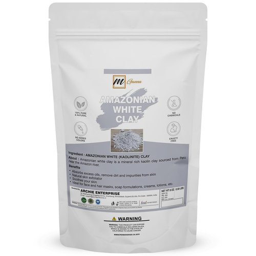 mGanna 100% Natural Amazonian White (Kaolin) Clay Powder for Face Mask, Cream and Soap Making 0.5 LBS / 227 GMS