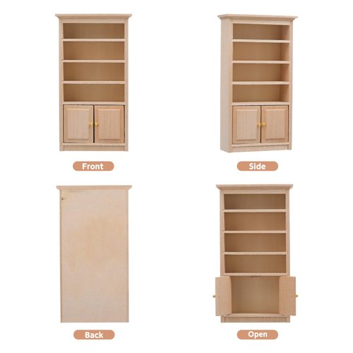 Toyvian Dollhouse Wooden Bookshelf Mini Wood Drawer Cabinet Miniature TV Cabinet Model Mini Bookcase Storage Shelves Dollhouse Furniture for 1: 12 Dollhouse Decoration Accessories