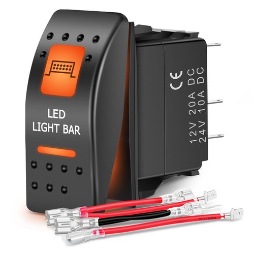 Nilight UTV LED Light Bar Rocker Switch On Off 5 PIN SPST LED Light Bar Switches w/Orange Backlit 12V 24V Toggle Switches Compatible for Polaris RZR Can-Am ATVs UTVs Cars Trucks RVs, 2 Years Warranty