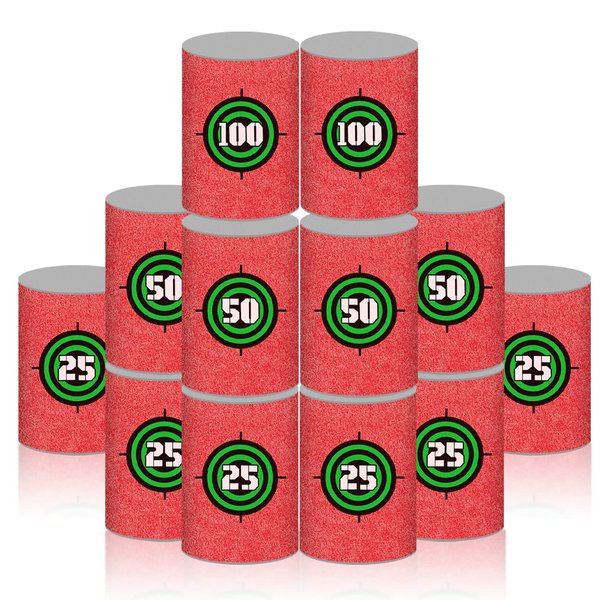 BOROLA 12 Pieces EVA Material Soft Foam Bullet Shooting Targets, Compatible for N-Strike Elite Toy Guns, Party Gifts for Kids.