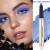 2 in 1 blue Eyeshadow stick and Sponge Makeup Brush, Smooth Cream Shimmer Shadow Pencil Long Lasting Waterproof Eye Shadow Highlighter Stick Makeup , Hypoallergenic Eyeshadow, Highlighter Eye Liner