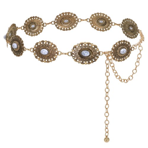 JASGOOD Western Metal Concho Belt for Women Cowgirl Waist Chain for Women Dress Pants