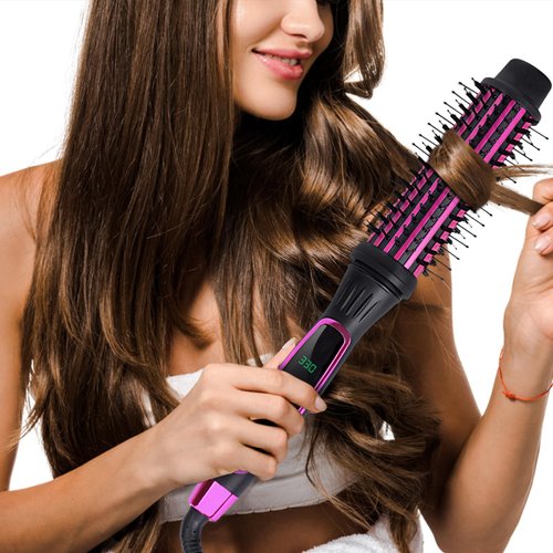 Thermal Brush Curling Iron: Heated Round Styling Brush with 5 Heat Temps Hot Ionic Curler