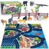 JoyKip Safari Animals Figures Toys with Activity Play Mat & Trees 21 Piece Plastic Animals Figures Wild Zoo Animal Figures for Toddlers Animal Toys for Kids 3+