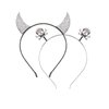 Halloween Devil Horns Headband Rhinestone Skull Head Boppers Hair Band Sparkle Crystal Skeleton Headpiece Party Cosplay Props Dress Supplies Costume Hair Accessories for Women Girls (Set 2pcs)