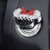 Pangpai Car Cute Push to Start Button Cover Accessories, Bling Crystal Car Engine Start Stop Button Cover, Black Car Decoration Interior Sticker for Women Girl