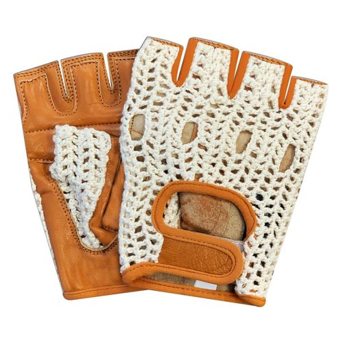 Kango Fitness Real Soft Leather Mesh Net Fingerless Driving Weight Training Cycling Wheelchair Gloves W-1037 (Small)