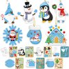GuassLee Christmas Crafts Ornament Making Kit for Kids - 28pcs DIY Christmas Cutouts with Snowman Snowflake Penguin Gnome Christmas Stickers for Tree Decorations Christmas Winter Party Favors Supplies