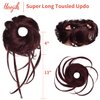 HOOJIH Messy Bun Hair Piece, Super Long Tousled Updo Hair Bun Extensions Wavy Hair Wrap Ponytail Hairpieces Hair Scrunchies with Elastic Hair Band for Women HB007 Grace - Wine Red