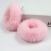 Faux Fur Hair Scrunchies, Pom Pom Hair Tie Furry Hair Bands with Faux Rabbit Fur Fluffy Elastic Hair Bobbles Ponytail Holders Girls Women Hair Accessories (pink)