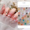 60Pcs Flower Nail Charms 3D Lovely Floral Nail Art Charms Gold Edge Flower Resin Nail Jewelry for Acrylic Nails Spring Cherry Blossoms Petals Nail Gems for Women Girls DIY Craft Nail Decorations