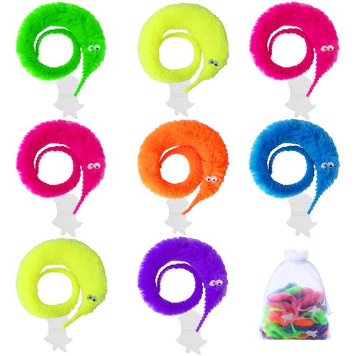 ONESING 19 Pcs Worms Toys Wiggly Worms On String Twisty Fuzzy Worm Toys for Carnival Kid Party Favors Xmas Gifts
