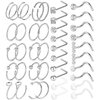 ONESING 40 Pcs 20G Nose Rings for Women Nose Piercings Jewelry Nose Rings Hoops L Shape Nose Studs Screw Surgical Stainless Steel Nose Rings Studs for Women Men