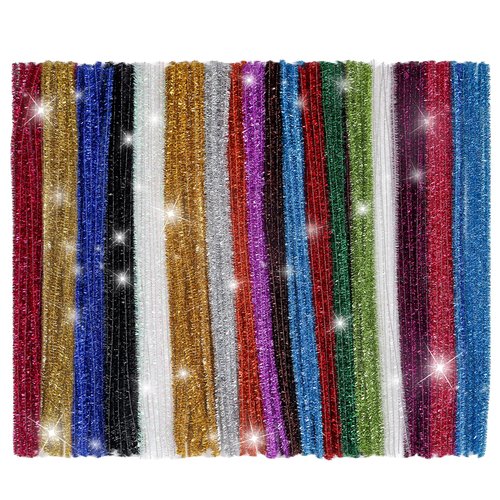 KASEMI Glitter Pipe Cleaners,900 pcs&18 Assorted Colors 12 inch Chenille Stems for DIY Art Creative Crafts Decorations