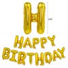 TONIFUL 3D Gold Happy Birthday Balloons Banner with Ribbon Straw, 16 Inch Mylar Foil Letters Birthday Sign Banner Balloon Bunting Reusable for Girls Boys Kids & Adults Birthday Halloween Supplies