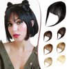 Fanguilar Clip in Bangs, Bangs Hair Clip Real Human Hair Wispy Bangs Clip in Hair Extensions, Dark Black Air Bangs Fringe with Temples Hairpieces for Women, Curved Bangs Clip on Bangs for Daily Wear