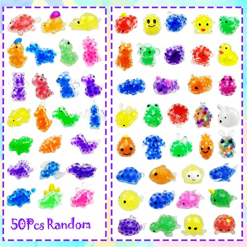 50Pcs Mini Stress Balls, Random Kawaii Squishies Bulk, Classroom Prizes, Party Favors, Birthday Gifts, Goodie Bag Stuffers,Easter Basket Stuffers