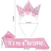 Casoty Pink 4th Birthday Sash and Crown Set, 4th Birthday Decorations, 4th Birthday Headband, 4th Birthday Party Decorations, Pink Birthday Gifts for Girl