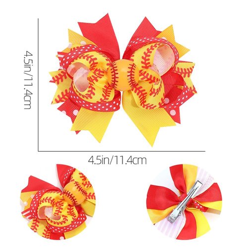 Sports ball class hairpin Hair Clips Bow Sports Bow Hair Barrettes Clips Girls Baseball Bow Hair Pin.(FJ69) (Football)