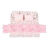 Dollhouse Furniture Mini Bed Set, Realistic Bedroom Accessories for 6 inch Dolls, Pillow, Wooden Frame, 1/12 Scale (White Bed, Pink Bedding)