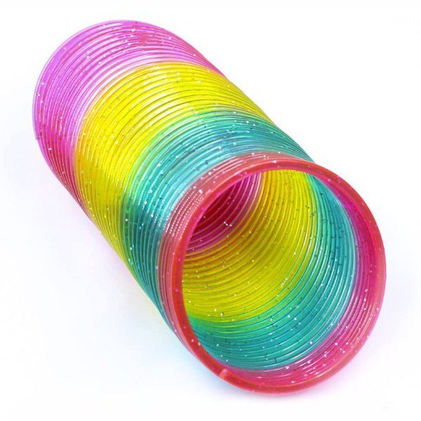 WOBOX Giant Rainbow Coil Spring Toy in Box,Classic Novelty Plastic Magic Spring Toy for Party Favors Gifts, Stress Relief, Great for Small Party Favor for Kids(10.7CMx10.7CM)