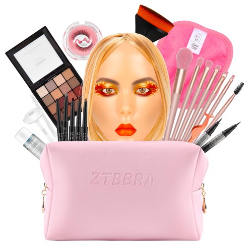 ZTBBRA 3D Makeup Practice Face, Makeup Mannequin Face, Mannequin Head For Makeup Practice, Mannequin Head Human Hair, Ideal for Makeup Beginners & Enthusiasts to Boost Skills!