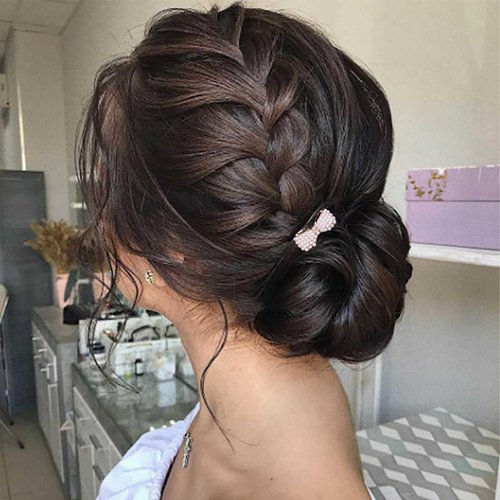 Iaceble Tiny Pearl Bow Hair Comb Gold Crystal Side Comb Clip Hairpiece Wedding Bowknot Hair Comb Bridal Pearl Hair Comb Decorative Hair Accessories for Women and Girls Headdress