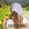 AWAYTR 2Pcs Floral Hair Bandanas Tie-back Head Kerchief for Women Flower Mesh Hair Scarves Lightweight Triangular Head Scarf (Champagne Pink/purple)