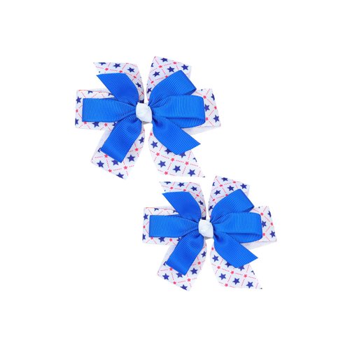 Red Blue and White American Flag Hair Bow Clips 4th of July Hair Clips Alligator Hair Pins For Baby Girls Women.(F161) (Style-B)