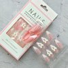 24Pcs French Tip Press on Nails Almond Short Fake Nails Pink Acrylic Nails Full Cover with Pearl Bows Charms False Nails Designs Glossy Glue on Nails Cute Press ons for Women Artificial Nails Decor
