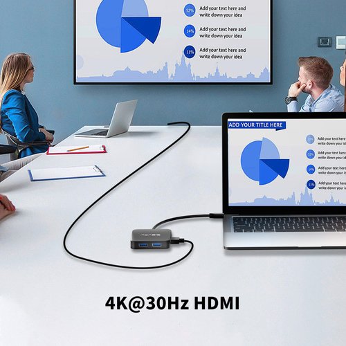 USB C Hub, Multi-Port USB Type-C Hub with 4K HDMI, Power Delivery 100 W | 3 USB 3.0 Port | 1 Type-C 3.0 Port | USB Splitter Adapter for MacBook, Mac Mini, XPS, Laptop