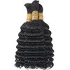 Lizourey Deep Wave Bulk Human Hair for Braiding Brazilian Virgin Human Hair Bulk No Weft for Braids Deep Wave Bulk Human Hair Extensions for Micro Braiding Curly Bulk 16inch 100g One Bundle/Pack