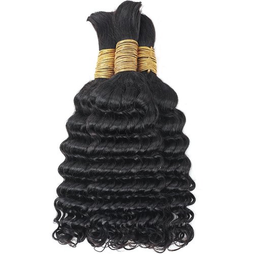 Lizourey Deep Wave Bulk Human Hair for Braiding Brazilian Virgin Human Hair Bulk No Weft for Braids Deep Wave Bulk Human Hair Extensions for Micro Braiding Curly Bulk 16inch 100g One Bundle/Pack