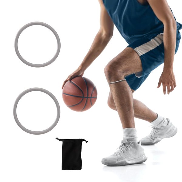 HEEPDD 2Pcs Silicone Knee Rings, Silicone Knee Strap Patella Support Patellar Knee Brace Patella Tendon Support Strap for Working Out Basketball Running (2)