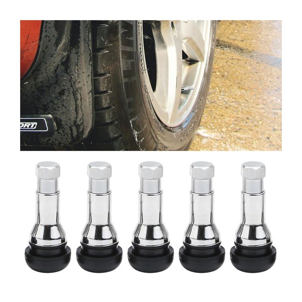 BELOMI Car TR413 Rubber Snap-in Tire Valve Stem, Automotive Chrome Rubber Tire Valve Stem Sleeve Covers and Cap Dress Up Kit, Vehicle Accessories Universal for Cars Trucks with TPMS Sensors