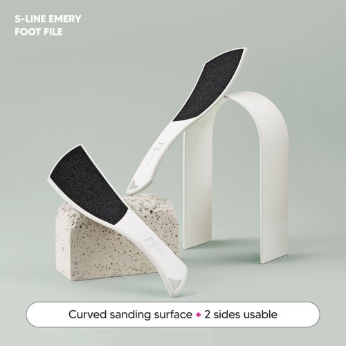 F3 Systems S-Line Emery Foot file, Colossal Double-Sided Pedicure Tool, Effective for Cracked Heel, Ergonomic Design for Easy Grip