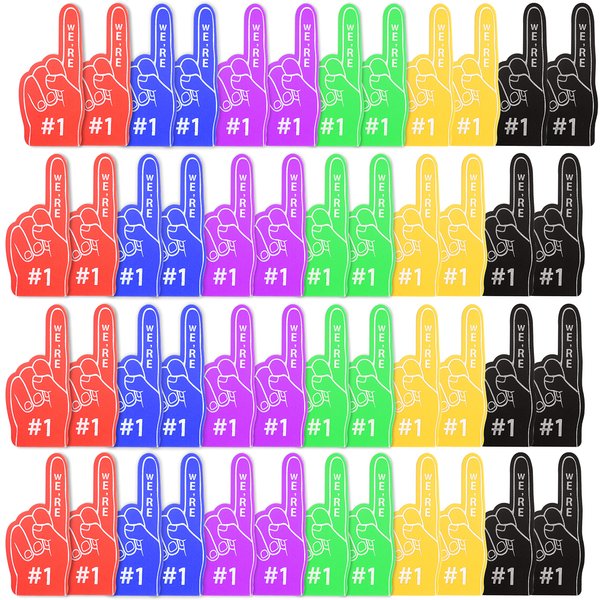 Neo LOONS Mini Foam Fingers,Foam Finger for Sports Themed Birthday Party Supplies,Foam Fingers Bulk Mini Party Favors,Basketball Baseball Football Soccer Team Cheerleader Foam Finger #1 Gifts (48)