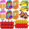 40 Pcs Back to School Foil Balloons, Colorful Apple Pencil Crayon Bus Helium Balloon, School Mylar Balloons for Party Supplies