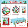 Christmas Party Supplies - Christmas Santa-Themed Disposable Paper Plates, Napkins and Cups Set with Waterproof Plastic Tablecloth - Perfect Merry Christmas Party Decorations，Serve 25