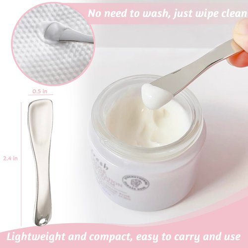 LUTQ Metal Makeup Spatula Tool - Spatula for Skincare, Cosmetic Scoop for Creams, Lotions, Masks - Makeup Spatula in Rose Gold, Silver and Gold Colors