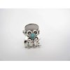 Generic Tiny mini silver metal flower hair claw clip with turquoise stone