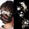StyleShark 4 Pieces Wedding Hair Comb, Bridal Hair Accessories, Hair Combs for Women Accessories, Wedding Hair Pieces for Brides, Hair Side Combs, Crystal Pearl Hair Accessories, U-shaped Accessories