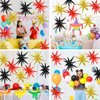 Black Red Gold Star Balloons,9Pcs Black Gold Explosion Star Foil Balloons,22Inch Spike Cone Star Helium Mylar Balloons for Birthday Anniversary Baby Shower New Year Disco Party Decorations