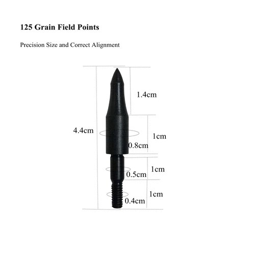 12pcs Custom High Precision 125 Grain Field Points, 125gr Crossbow Arrow Tips for Bow and Arrow Target Practice, Screw-in Bullet Points for 5/16 Inch Arrows, Hunting Archery Target & Accessories