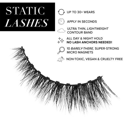 STATIC NAILS Magnetic Eye Lash Leave You On Read Black Flirty - Magnetic Lashes Kit - Reusable, Glue-Free, 3D Natural Look - Comfortable